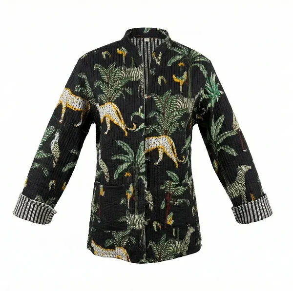 Notting Hill Lightweight, Soft Midnight Jungle Quilted Jacket