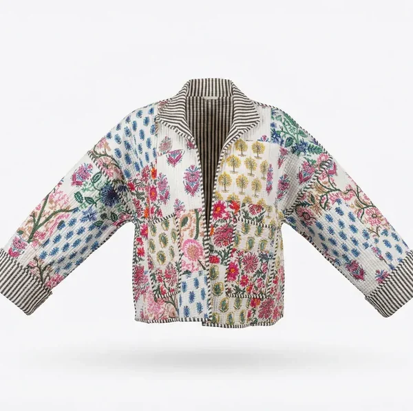 Notting Hill Lightweight, Meadow Patchwork Quilted Baggy Jacket