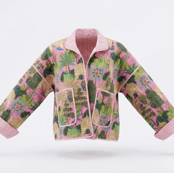 Notting Hill Lightweight, Blush Jungle Quilted Baggy Jacket
