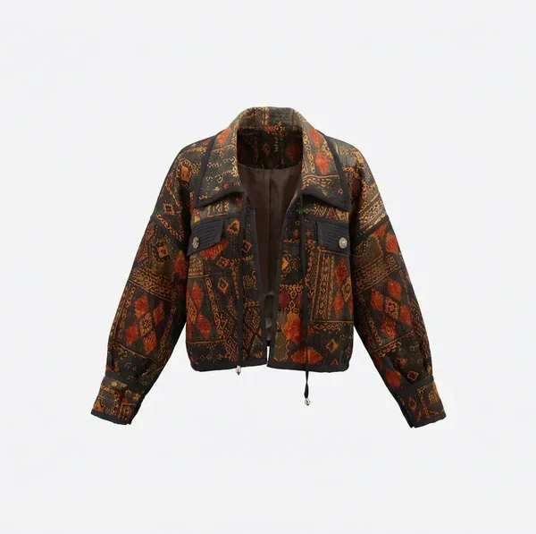 Notting Hill Lightweight, Ember Mosaic Cropped Velvet Jacket Limited Edition