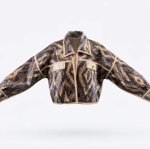 Notting Hill Lightweight, Desert Ikat Cropped Velvet Jacket Limited Edition