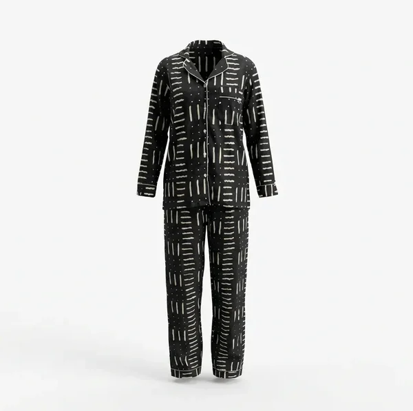 Notting Hill Lightweight, Soft Midnight Lines Modern Pajama Set