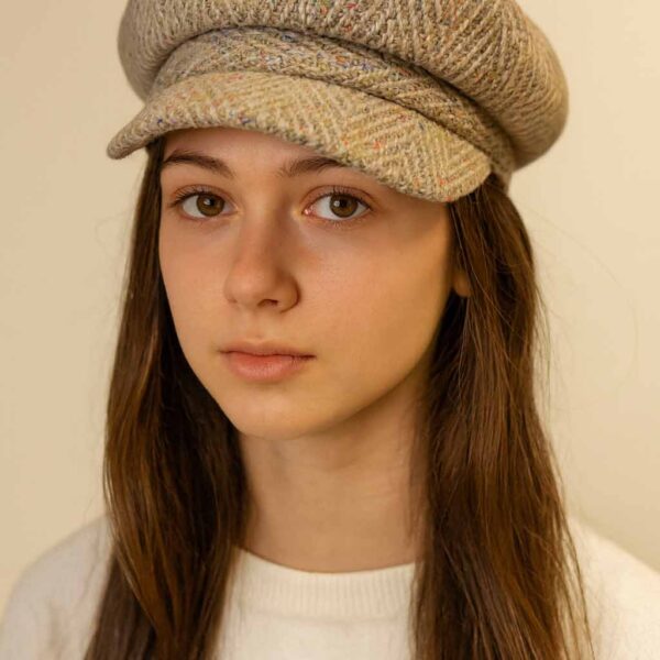 Lady Captain Caps for Women- 100% Wool Newsgirl Cap in Plaid Pattern Style Tweed Flat Cap for Any Occasion and Season