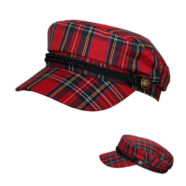 Lady Orginal Red Check Captain Caps for Newsgirl Cap in Plaid Pattern Style Flat Cap for Any Occasion and Season