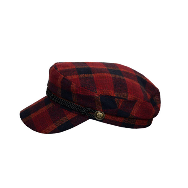 Lady Orginal Dark Red Check Captain Caps for Newsgirl Cap in Plaid Pattern Style Flat Cap for Any Occasion and Season