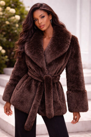 Women’s Faux Luxury Faux Fur Jacket Women’s Winter Coat Soft Warm Fluffy Outwear