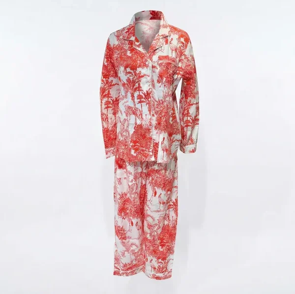 Lightweight, Soft Coral Safari Luxe Pajama Set Notting Hill