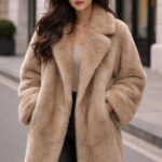 Premium Russain Wolf Women’s Long Faux Fur Jacket  Women Fluffy Cropped Coat Winter Streetwear Trend  Fur Coat