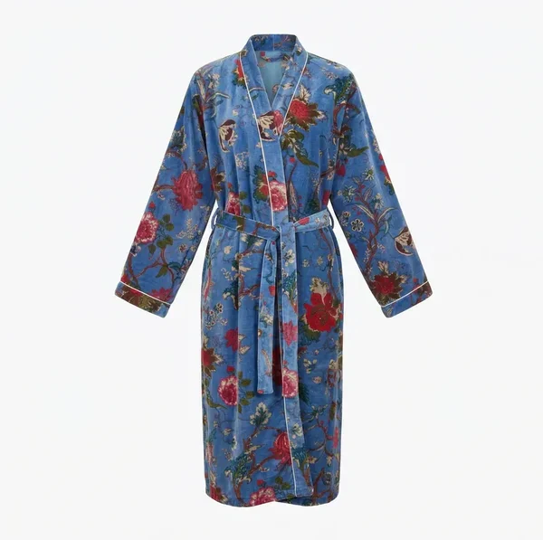 Notting Hill Soft and Comfortable Lightweight Sky Garden Velvet Robe