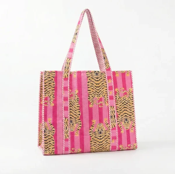 Notting Hill Quilted Blush Bengal Quilted Reversible Tote, Cotton Bag, Shopping and Travels