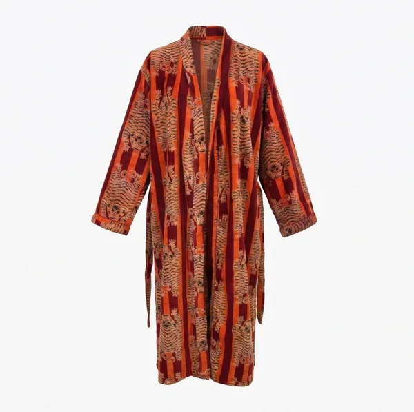 Notting Hill Soft and Comfortable Ember Tiger Stripe Velvet Robe