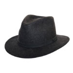 Handmade Unisex Pure 100% Wool Hat – Grey Black Mix Color Wide Brim Wool Felt Fedora – Cowboy Country Style, Wool Classic Wide Brim Fedora Hat Felt Panama Fedora Hats