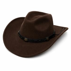 100% Wool Cowboy Hat for Women and Men, Western Pure Leather Band Hat Panama Hats Cowboy & Cowgirl Hats Felt Wide Brim Women Men Wool Fedora Hat