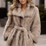 Premium Faux Fur Jacket Russain Wolf Women Ultra Soft Luxury Winter Coat Elegant Fit