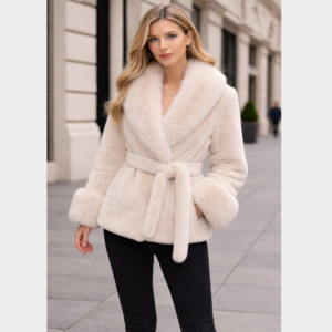 Women’s Faux Fur Jacket Hooded Warm Winter Coat Thick Plush Soft Outerwear