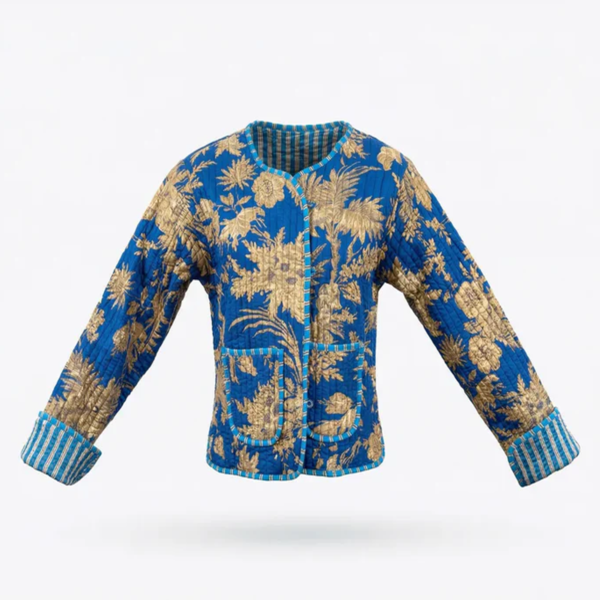 Notting Hill Lightweight, Soft Royal Indigo Botanica Quilted Jacket