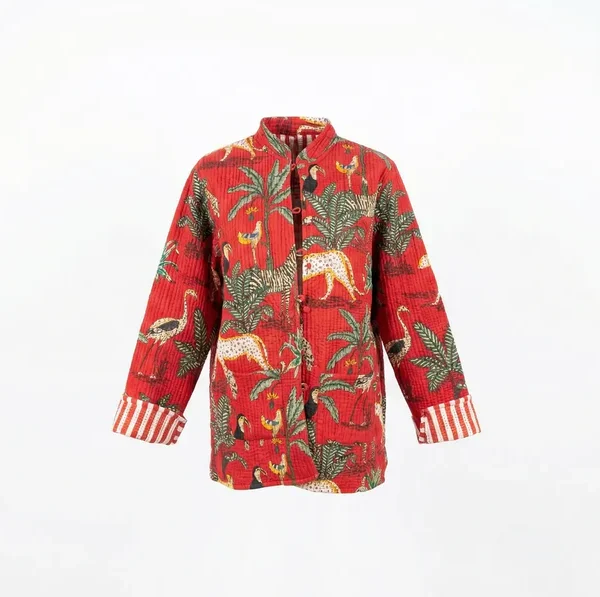 Notting Hill Lightweight, Soft Crimson Jungle Quilted Jacket