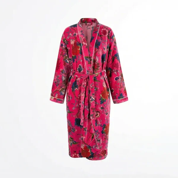 Notting Hill Soft and Comfortable Lightweight Crimson Garden Velvet Robe