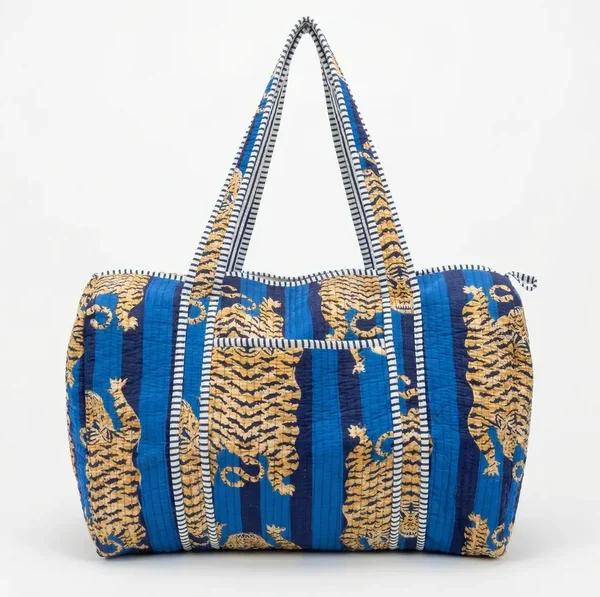Notting Hill Midnight Safari Quilted Duffle Bag Cotton , Handmade Vintage Looks