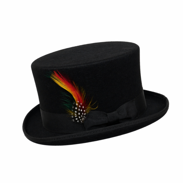 Pure Wool Short Crown Top  Hat Satin Finish Hard Rigid Design with Satin Ribbon Wool Top Hat for Men Satin Lined Topper Hat