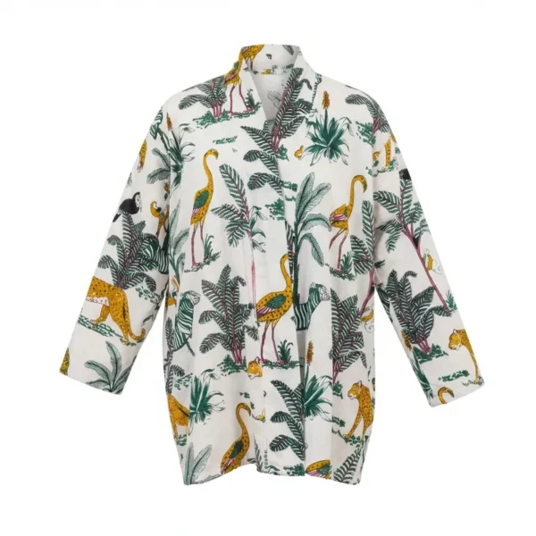 Notting Hill Soft and Comfortable Short Tropical Safari Velvet Kimono Robe