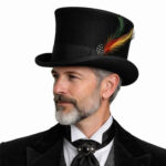 Pure Wool Top Hat for Men Satin Lined Topper Hat Handmade Mens Tophat Christmas Costume Cap, Wool felt Top Hats for Men | Removeable Feather, High Crown & with Satin lining