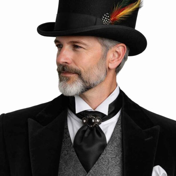 Pure Wool Top Hat for Men Satin Lined Topper Hat Handmade Mens Tophat Christmas Costume Cap, Wool felt Top Hats for Men | Removeable Feather, High Crown & with Satin lining