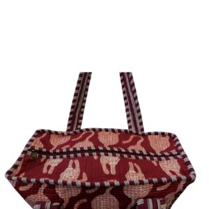 Notting Hill Quilted Print Medium Burgundy Modern Handmade Tote Bag, Indian Making Quilted Tote Bags, 100% Cotton Eco Friendly Shopper Bags, Vintage Shoulder Bag, Women's Carry Bag - Image 5