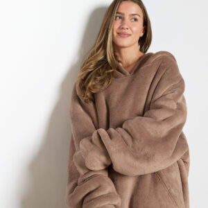 Unisex Adults Extra-Long Sherpa Hoodie Blanket – Mink Coffee, Cozy Warm Winter Wear for Home & Outdoor Comfort  Hoodie  for Cold - Image 7