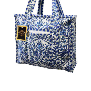 Notting Hill Quilted Print Medium Blue Modern Handmade Tote Bag, Indian Making Quilted Tote Bags, 100% Cotton Eco Friendly Shopper Bags, Vintage Shoulder Bag, Women's Carry Bag - Image 3