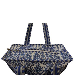 Notting Hill Quilted Print Medium Blue Modern Handmade Tote Bag, Indian Making Quilted Tote Bags, 100% Cotton Eco Friendly Shopper Bags, Vintage Shoulder Bag, Women's Carry Bag - Image 5