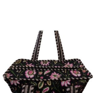Notting Hill Quilted Print Medium Black Modern Handmade Tote Bag, Indian Making Quilted Tote Bags, 100% Cotton Eco Friendly Shopper Bags, Vintage Shoulder Bag, Women's Carry Bag - Image 5