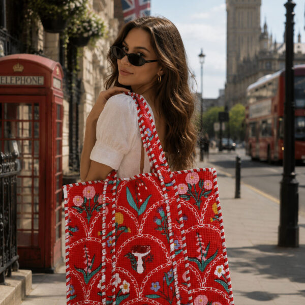 Quilted Tote Bag, Indian Making Quilted Tote Bags, Eco Friendly Boho Shopper Bags, Vintage Shoulder Bag, Women's Carry Bag