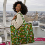 Quilted Green Tiger Handmade Notting Hill Reversible Tote, 100% Cotton Bag, Shopping and Travels