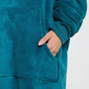 Unisex Adults Long Sherpa Hoodie Blanket – Teal, Cozy Warm Winter Wear for Home & Outdoor Comfort Hoodie  for Cold - Image 4
