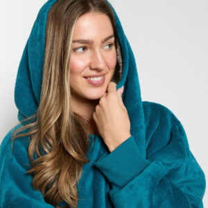 Unisex Adults Long Sherpa Hoodie Blanket – Teal, Cozy Warm Winter Wear for Home & Outdoor Comfort Hoodie  for Cold - Image 8