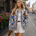 Pure Hand crafted Quilted 100% Cotton Jacket – Lightweight Insulated Everyday Jacket, Relaxed Fit with Pockets Notting Hill Lightweight, Soft Botanica Quilted Jacket