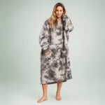 Unisex Adults Extra-Long Sherpa Hoodie Blanket – Charcoal, Cozy Warm Winter Wear for Home & Outdoor Comfort  Hoodie  for Cold