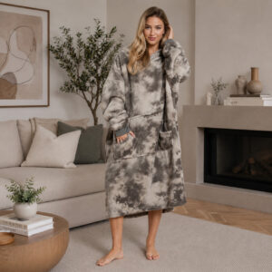 Unisex Adults Extra-Long Sherpa Hoodie Blanket – Charcoal, Cozy Warm Winter Wear for Home & Outdoor Comfort  Hoodie  for Cold - Image 3