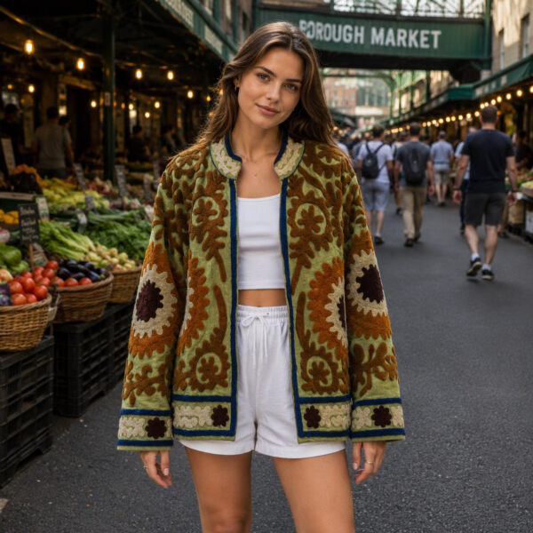 Pure Hand crafted Quilted 100% Cotton Jacket – Lightweight Insulated Everyday Jacket, Relaxed Fit with Pockets Notting Hill Lightweight, Soft Botanica Quilted Jacket