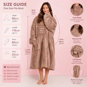 Unisex Adults Extra-Long Sherpa Hoodie Blanket – Mink Coffee, Cozy Warm Winter Wear for Home & Outdoor Comfort  Hoodie  for Cold - Image 3