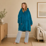 Unisex Adults Long Sherpa Hoodie Blanket – Teal, Cozy Warm Winter Wear for Home & Outdoor Comfort Hoodie  for Cold