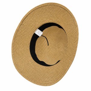 Women’s Wide Brim Straw Sun Hat with Stripe Band - Image 6