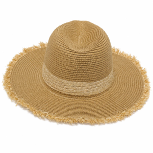 Unisex Wide Brim Straw Fedora Sun Hat – Creamy and Camel - Image 8