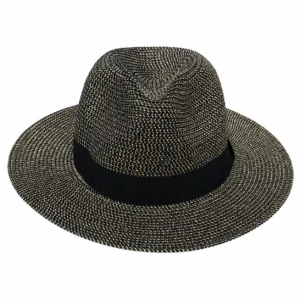 Summer Paper Straw Fedora Hat – Black - Image 2
