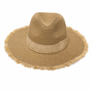 Unisex Wide Brim Straw Fedora Sun Hat – Creamy and Camel - Image 2