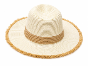 Unisex Wide Brim Straw Fedora Sun Hat – Creamy and Camel - Image 5