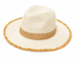 Unisex Wide Brim Straw Fedora Sun Hat – Creamy and Camel - Image 4