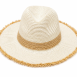 Unisex Wide Brim Straw Fedora Sun Hat – Creamy and Camel