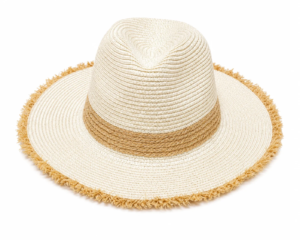 Unisex Wide Brim Straw Fedora Sun Hat – Creamy and Camel